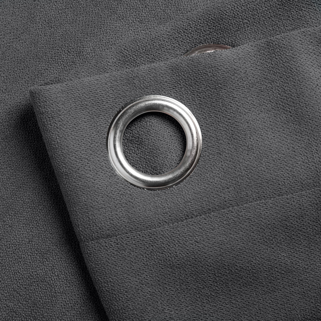 Velvet Chenille Eyelet Curtains in Slate