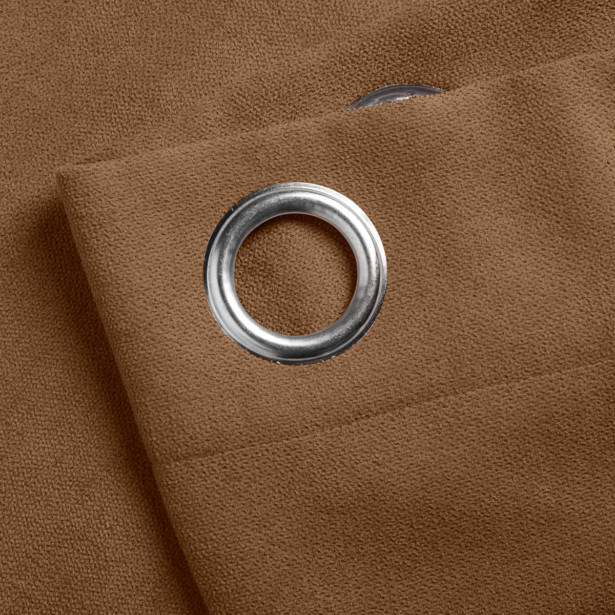 Velvet Chenille Eyelet Curtains in Tan