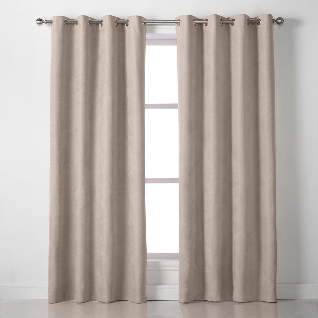 Velvet Chenille Eyelet Curtains in Taupe