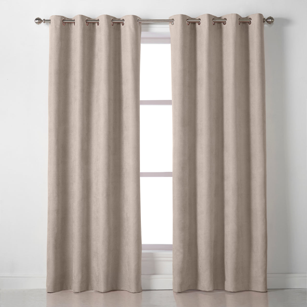 Velvet Chenille Eyelet Curtains in Taupe