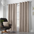 Velvet Chenille Eyelet Curtains in Taupe