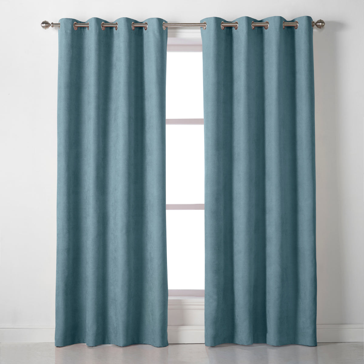 Velvet Chenille Eyelet Curtains in Teal