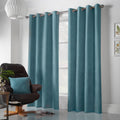 Velvet Chenille Eyelet Curtains in Teal