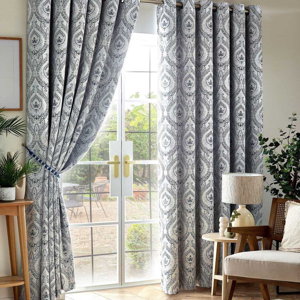 Victoria Blue Blackout Eyelet Curtains