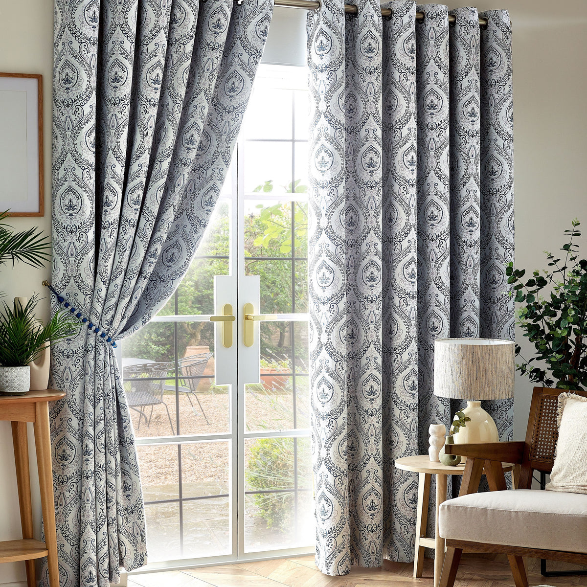 Victoria Blue Blackout Eyelet Curtains