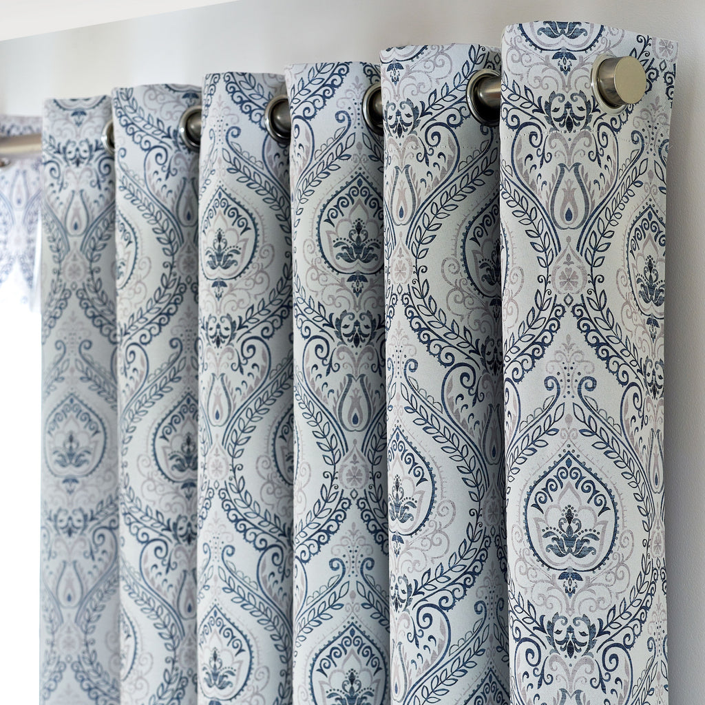 Victoria Blue Blackout Eyelet Curtains
