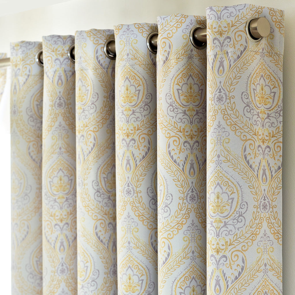 Victoria Blackout Eyelet Curtains in Ochre