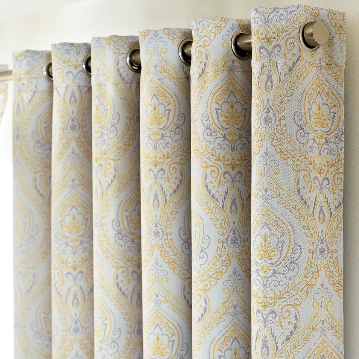 Victoria Blackout Eyelet Curtains in Ochre