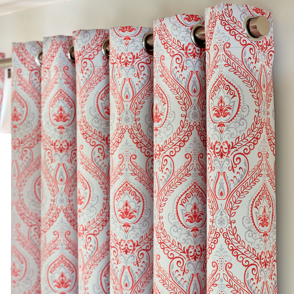 Victoria Blackout Eyelet Curtains in Red