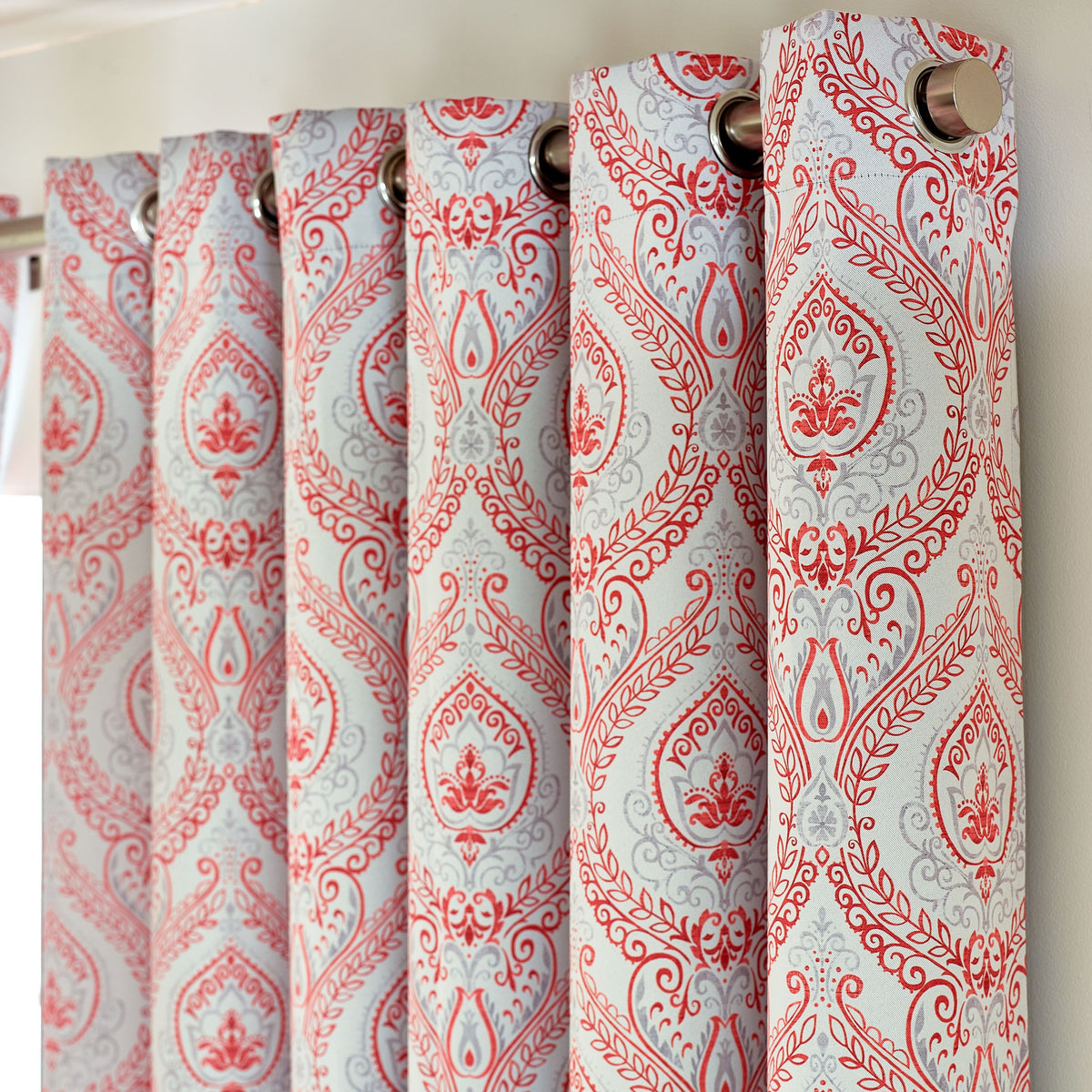 Victoria Blackout Eyelet Curtains in Red