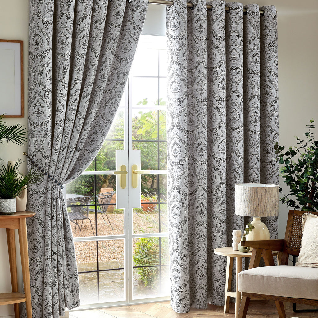 Victoria Blackout Eyelet Curtains in Silver