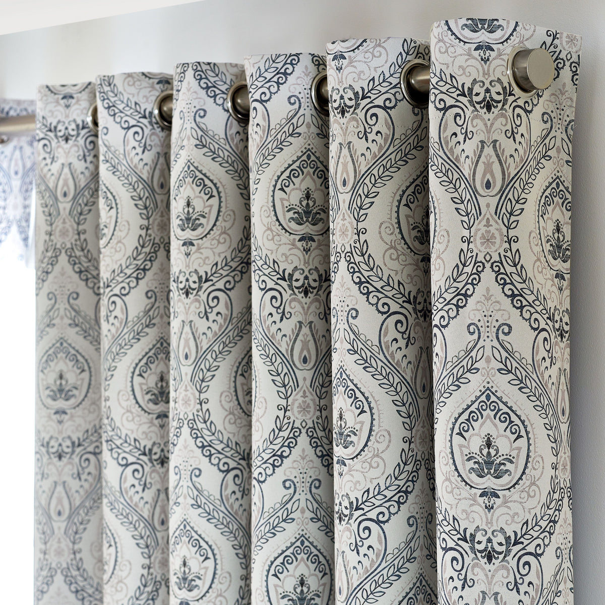 Victoria Blackout Eyelet Curtains in Silver