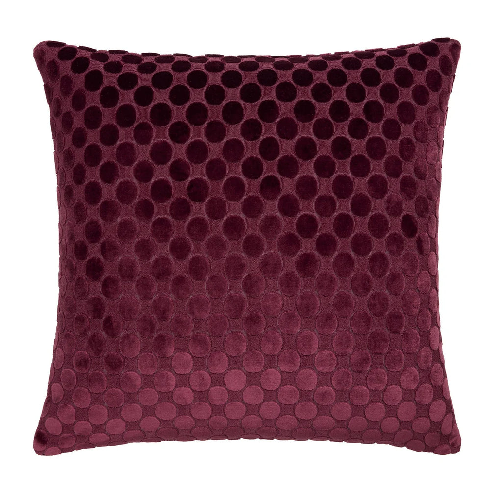 Soiree Velvet Spot Cushion in Burgundy 43 x 43cm