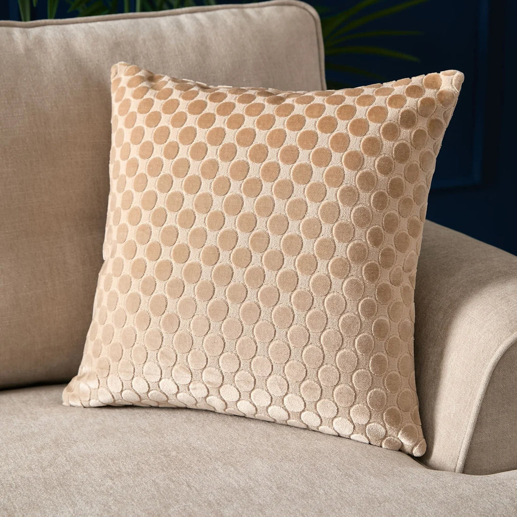 Soiree Velvet Spot Cushion in Natural 43 x 43cm