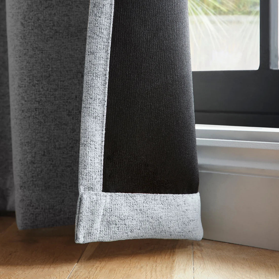 Curtina Velvet Chenille Dimout Eyelet Curtains in Grey