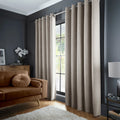 Curtina Velvet Chenille Dimout Eyelet Curtains in Natural
