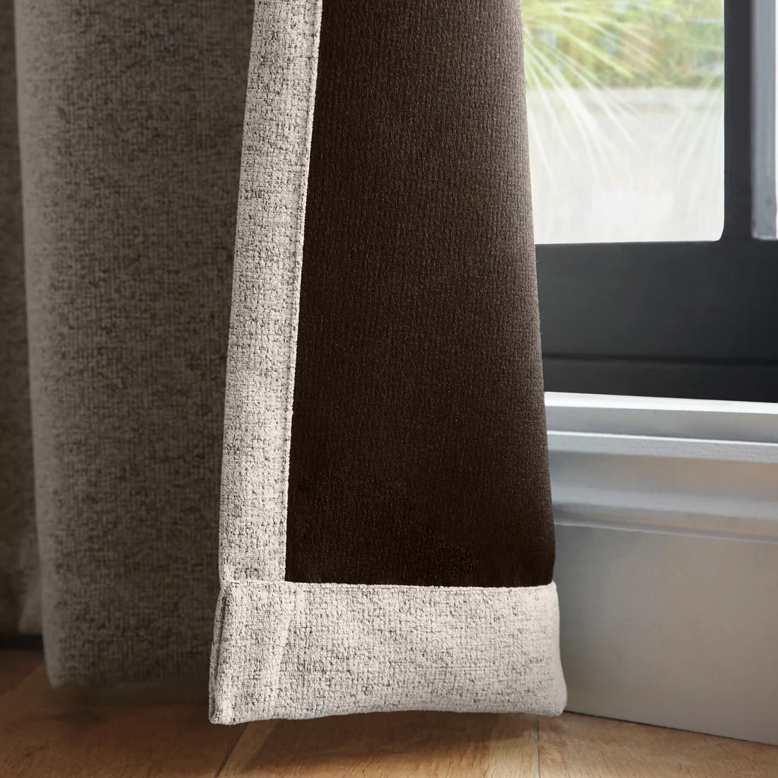 Curtina Velvet Chenille Dimout Eyelet Curtains in Natural