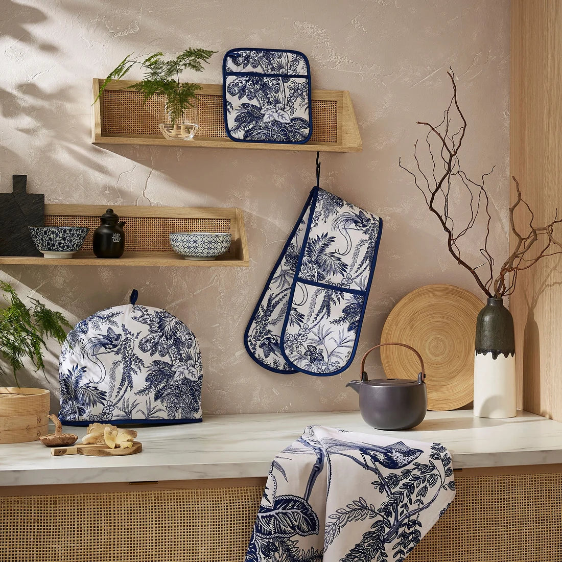 Ulster Weavers Willow Toile Cotton Apron in Blue