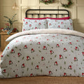 Dreams & Drapes Winter Robin Christmas Sherpa Duvet Cover Set in Duck Egg
