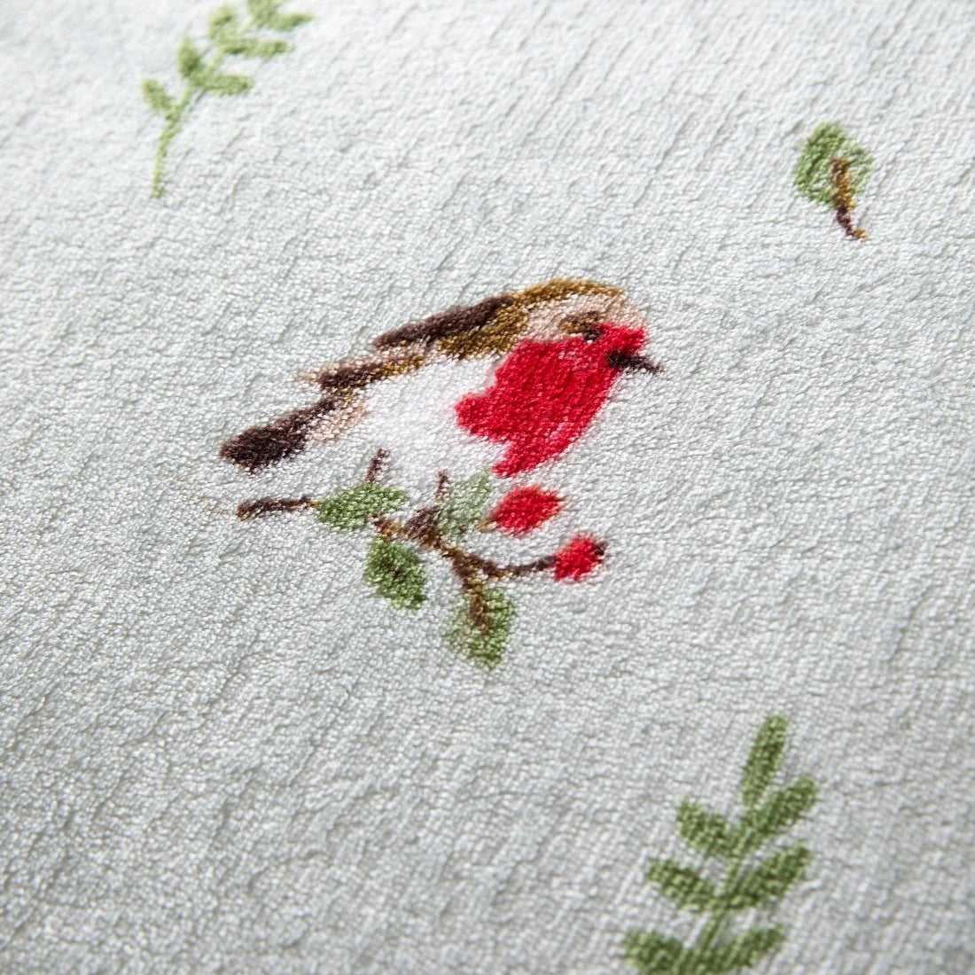 Dreams & Drapes Winter Robin Christmas Sherpa Duvet Cover Set in Duck Egg