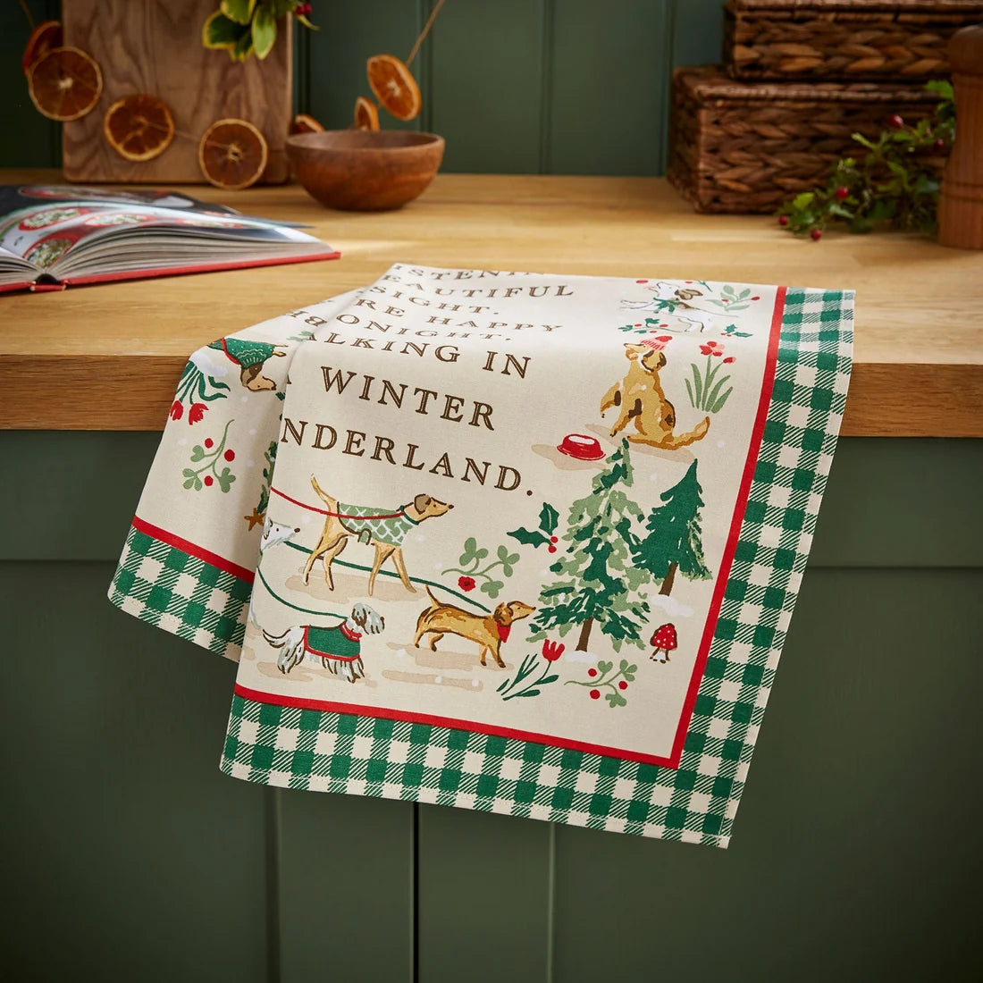 Ulster Weavers Winter Walkies Cotton Tea Towel in Beige
