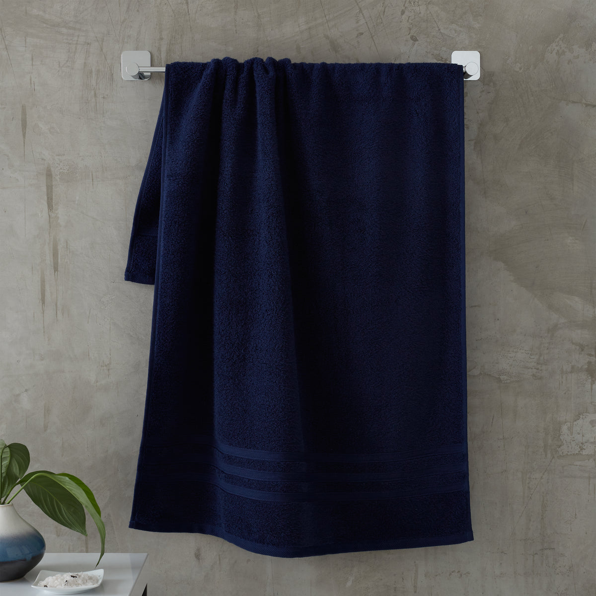 Catherine Lansfield Bathroom Zero Twist 500 GSM Soft & Absorbent Cotton Bath Sheet Pair in Navy