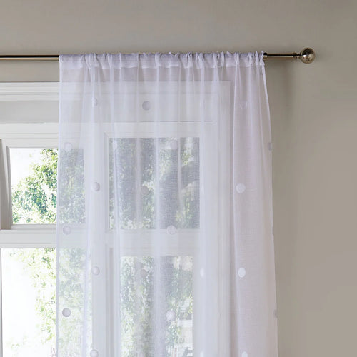 Appletree Boutique Zara Tufted Polka Dot Voile Curtain Panel in White