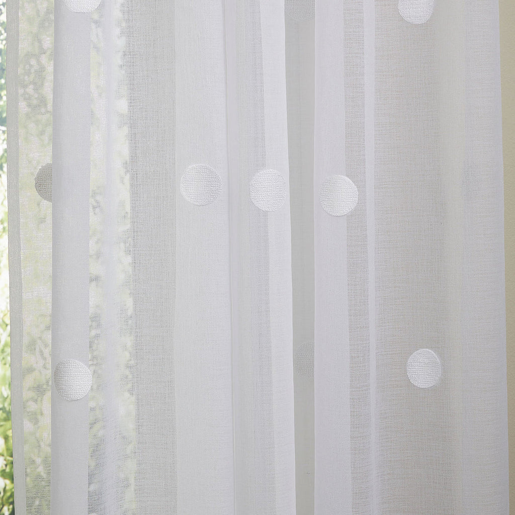 Appletree Boutique Zara Tufted Polka Dot Voile Curtain Panel in White