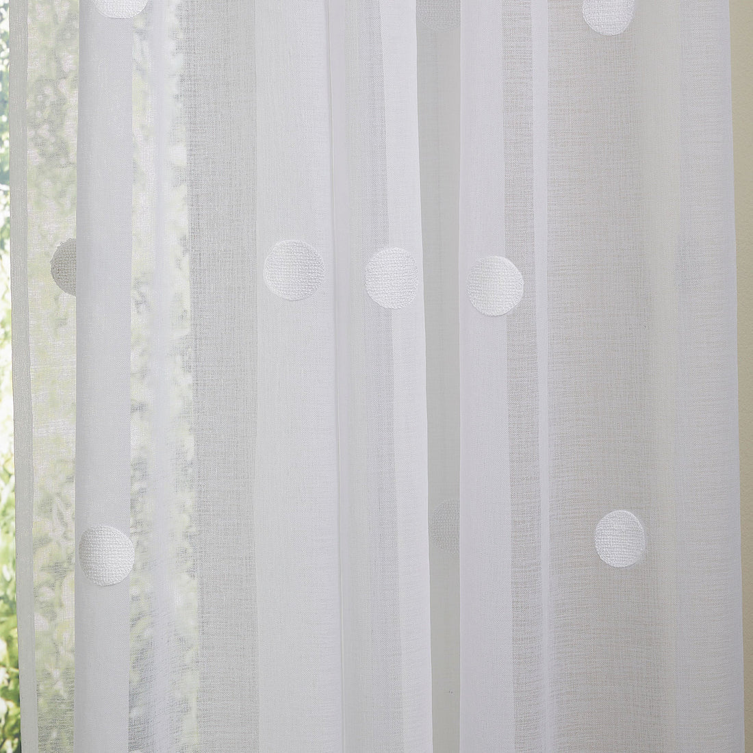 Appletree Boutique Zara Tufted Polka Dot Voile Curtain Panel in White
