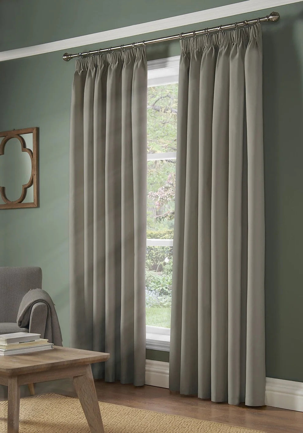 100% Blackout Pencil Pleat Curtains in Grey