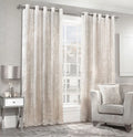 Alan Symonds Crushed Velvet Eyelet Curtains in Cream