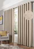 Diamond Geometric Blackout Eyelet Curtains in Cream