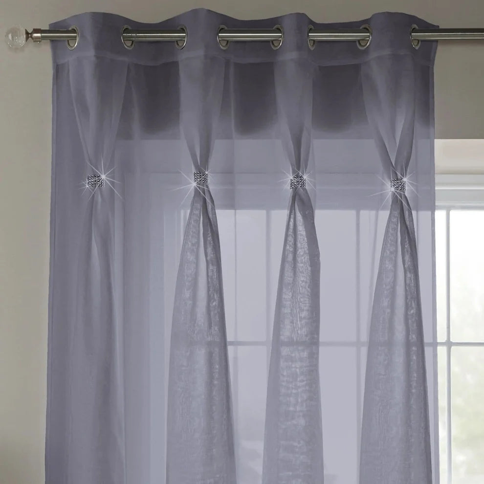 Diana Eyelet Voile Panel in Silver