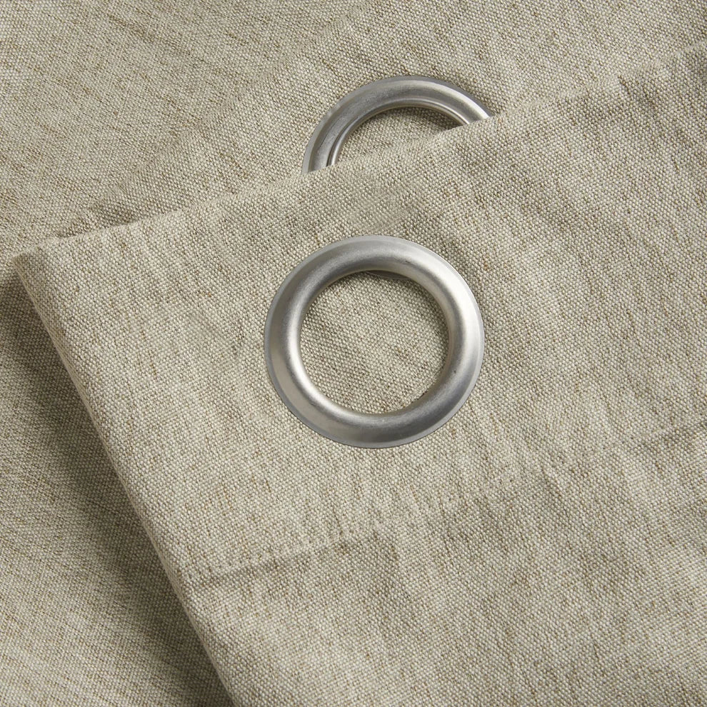 Linen Look Blackout Eyelet Curtains in Beige