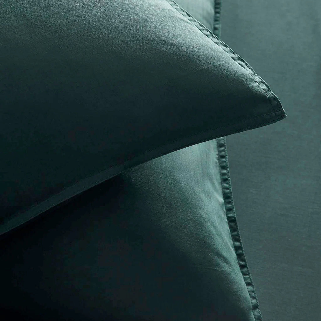 Close-up of the relaxed plain-dyed finish on the Appletree Cassia duvet cover set.