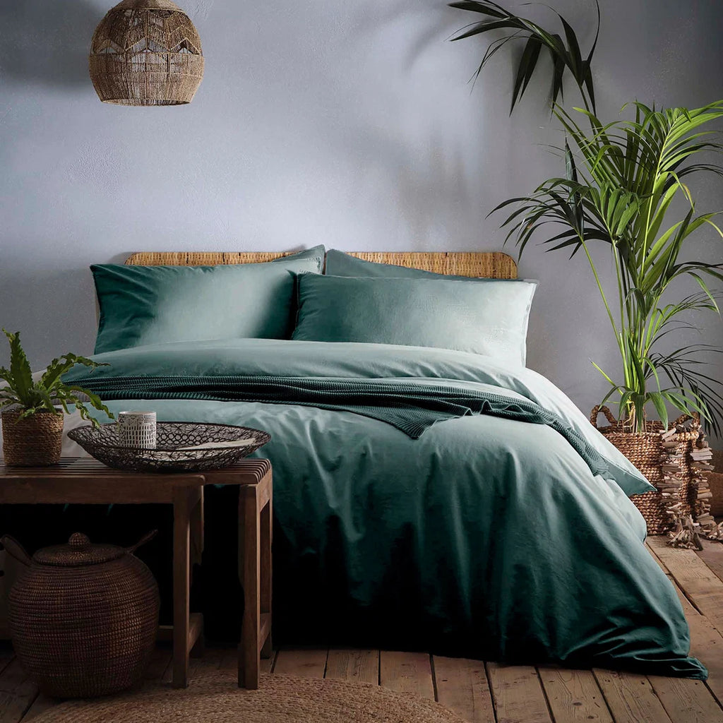 Appletree Cassia 100% cotton duvet cover set in teal.