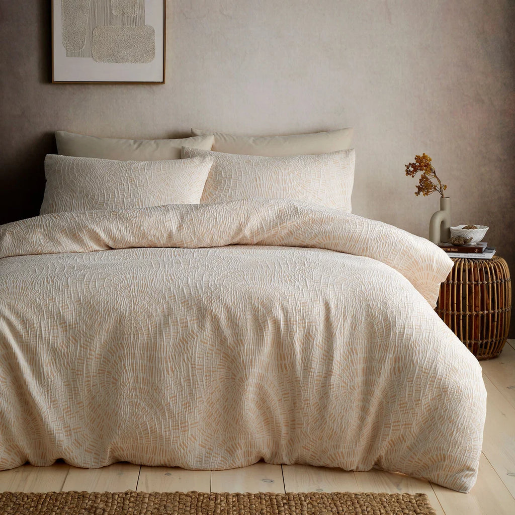 Appletree Fossil Jacquard duvet cover set in natural.