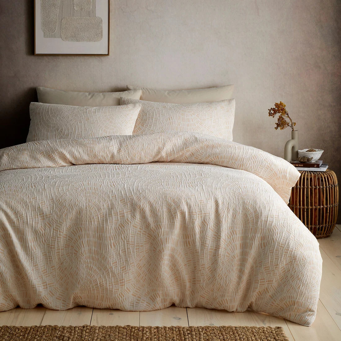 Appletree Fossil Jacquard duvet cover set in natural.