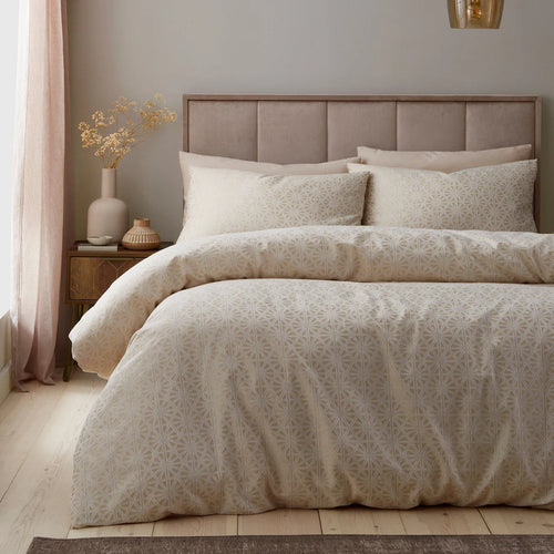 Appletree Geo Jacquard cotton-rich duvet cover set in natural.