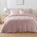 Appletree Loft Cassia Frill 100% cotton duvet cover set in lavender.