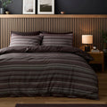 Appletree Loft Chevron Stripe cotton sateen duvet cover set in Chocolate with a fine chevron pattern.
