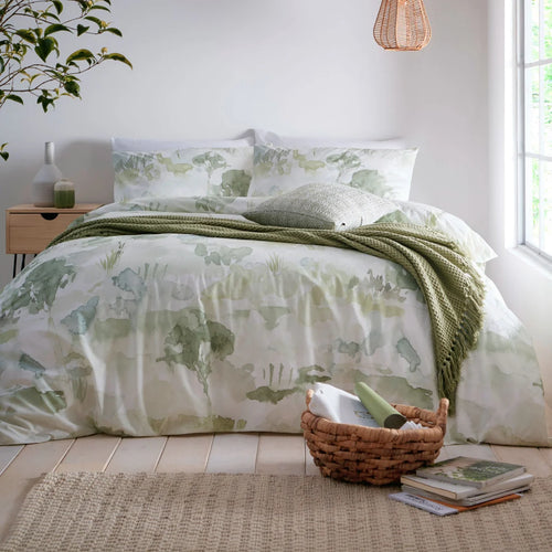 Appletree Loft Edale 100% cotton duvet cover set in green.