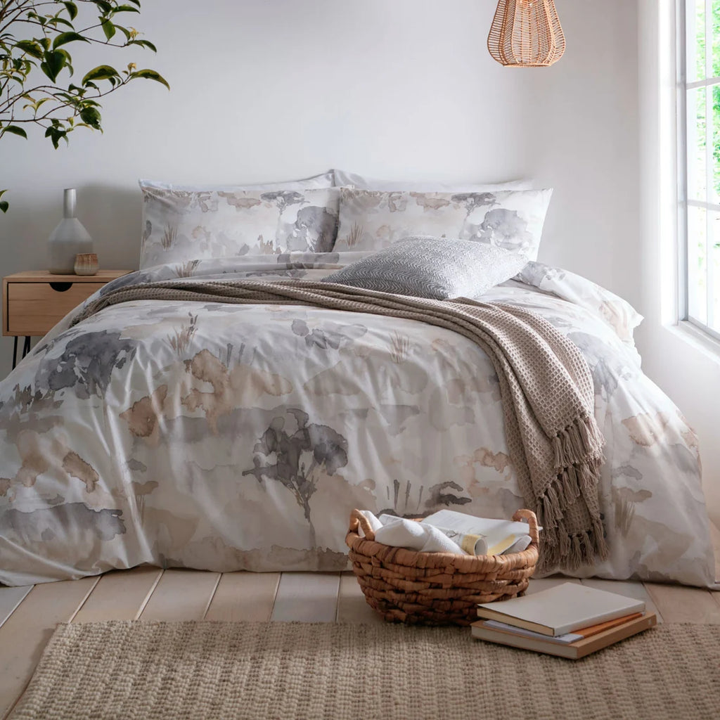 Appletree Loft Edale 100% cotton duvet cover set in linen.