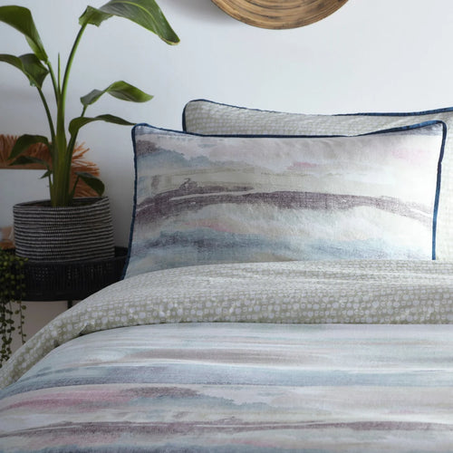 Appletree Loft Landscape reversible 100% cotton duvet cover set in seafoam with watercolour design.