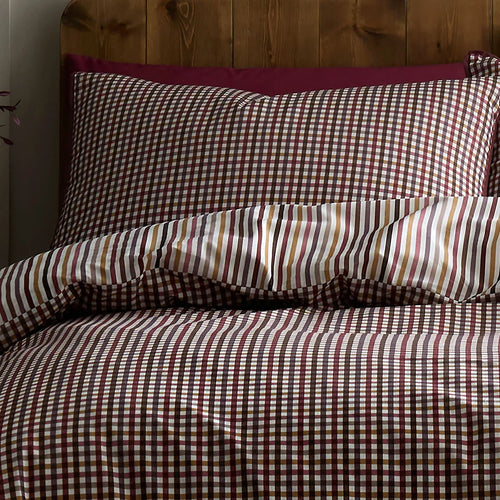 Close-up of the fine micro check pattern on the Appletree Micro Check duvet cover set.