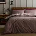 Appletree Micro Check reversible 100% cotton duvet cover set in berry.