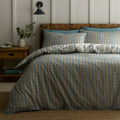 Appletree Micro Check reversible 100% cotton duvet cover set in green.