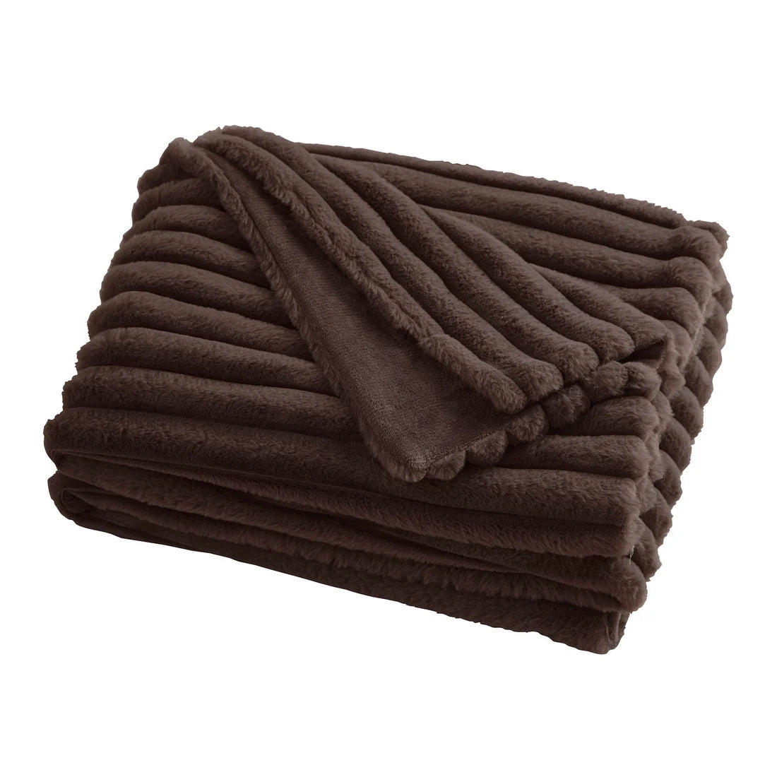 Close-up of the luxuriously soft faux fur fabric on the Appletree Morritz Chocolate bedspread.