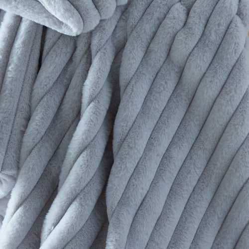 Close-up of the ribbed texture on the Appletree Morritz grey throw.