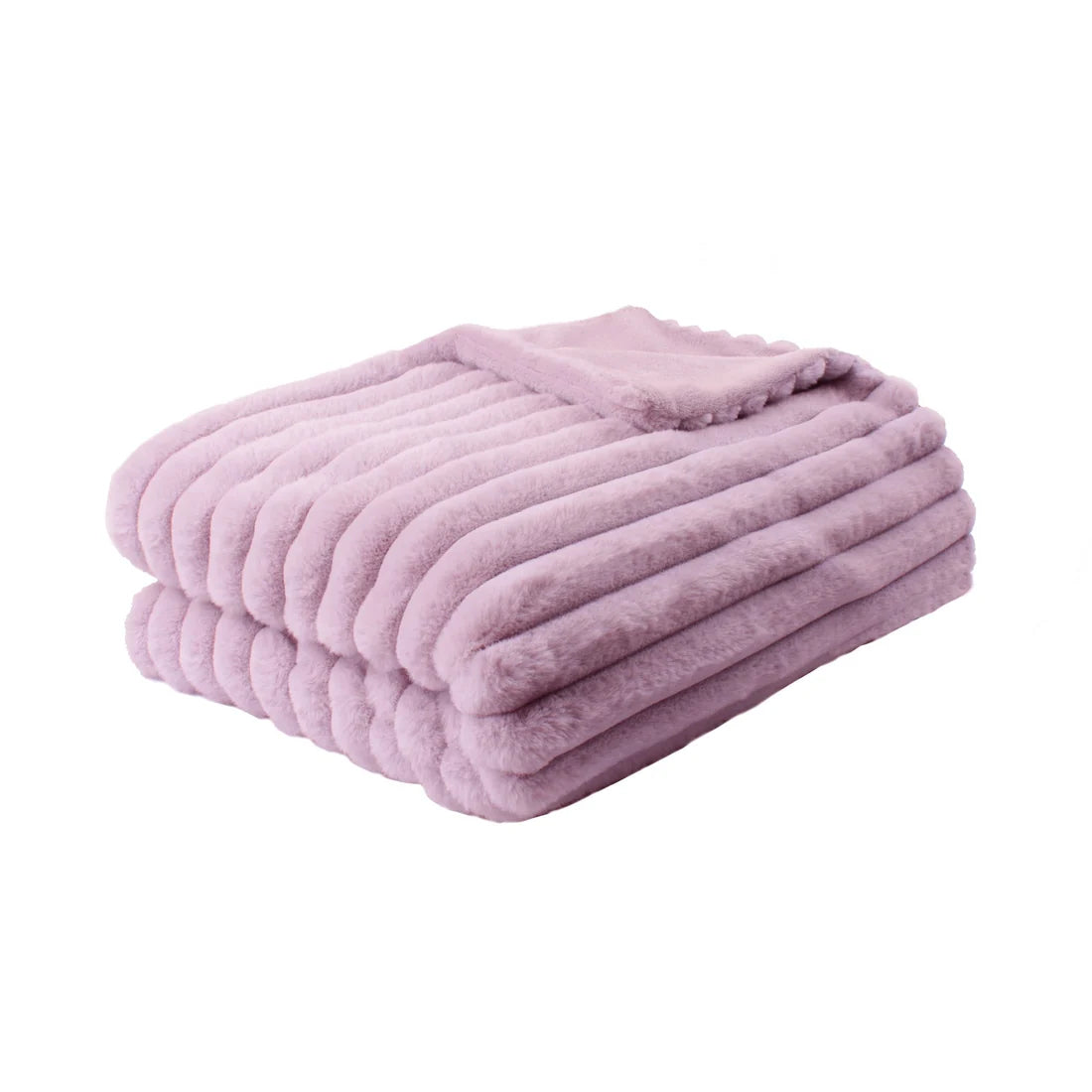 Appletree Morritz ribbed throw in mauve measuring 130 x 180cm.